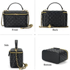 Mini Quilted Box Crossbody Bags For Women, Small Square Designer Clutch Purses With Adjustable Chain Strap