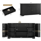 Hostack 54"W Kitchen Buffet Cabinet With Storage, Coffee Bar Cabinet, Black | Dual Swing-Out Door Racks, Large Drawer & Adjustable Shelves, Modern Sideboard Storage Cabinet For Dining Room, Living Room