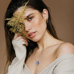 LIANYU Necklace for Womens Blue Sapphire Necklace Moon Pendant S925 Sterling Silver Crystal Jewelry for Women Pendant Birthday Gifts for Wife Gifts Valentine Anniversary