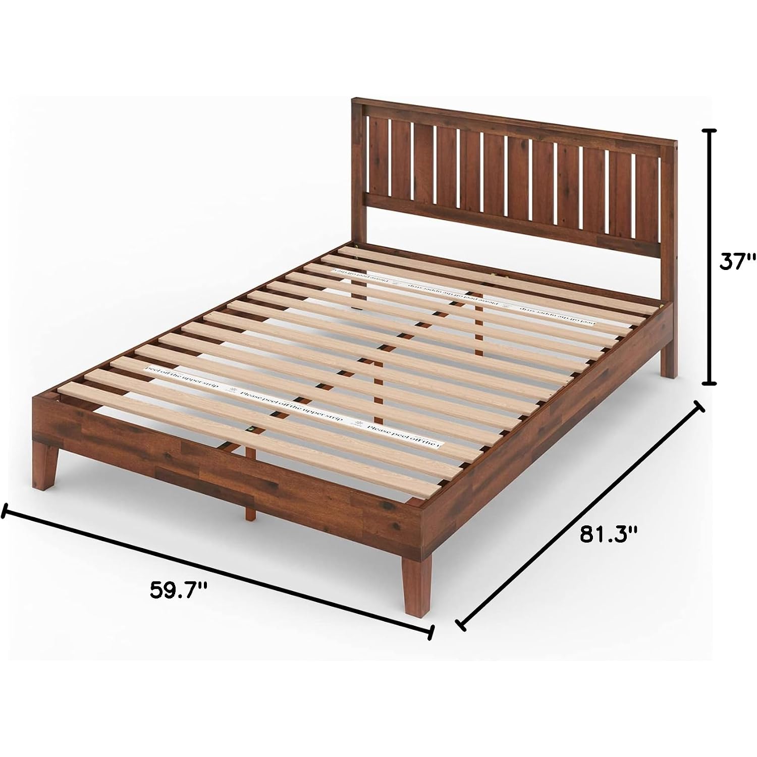 Zinus Vivek Deluxe Wood Platform Bed Frame With Headboard, Wood Slat Support, No Box Spring Needed, Easy Assembly, Queen