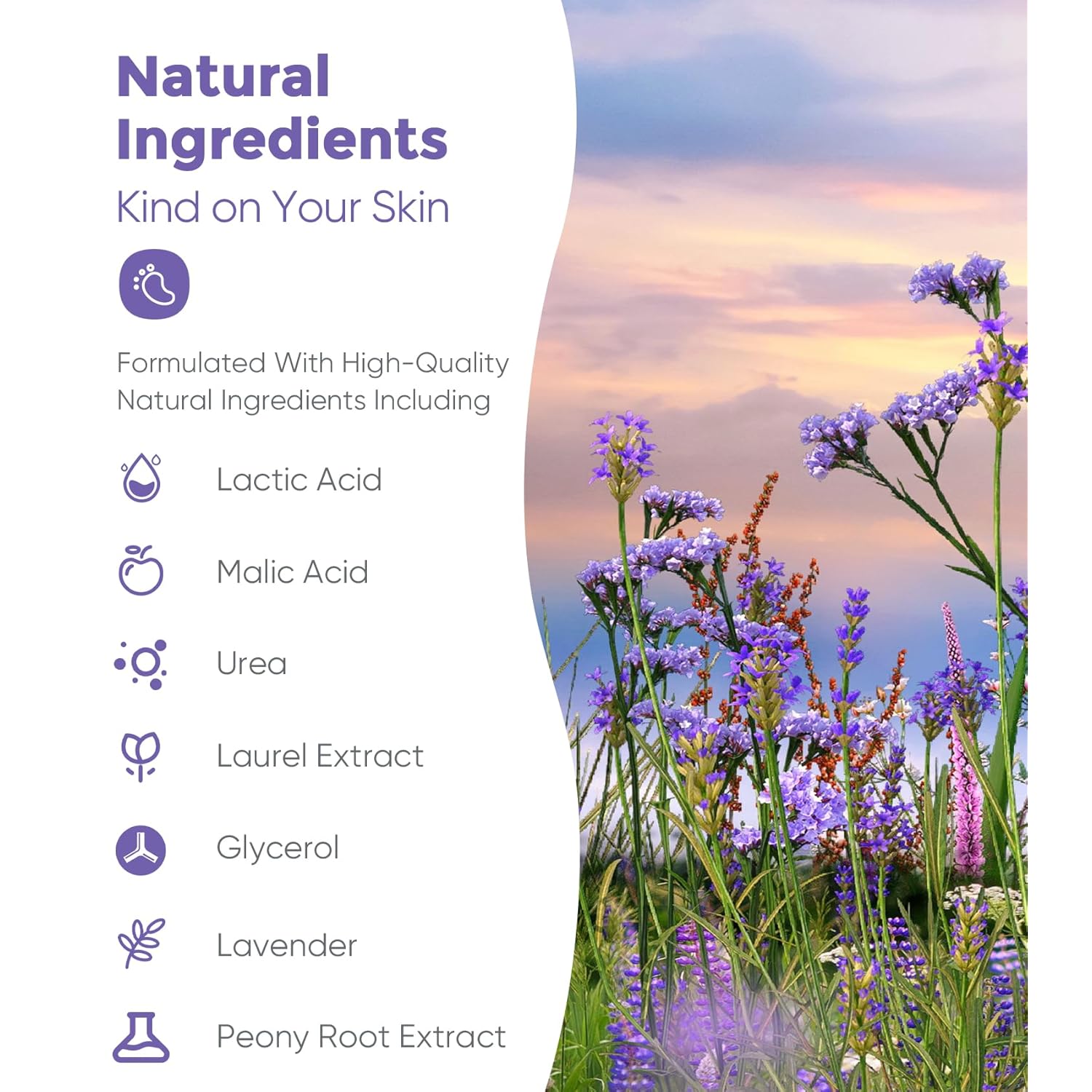Foot Peel Mask, Lavender Foot Mask Natural Exfoliator for Dry Dead Skin, Callus, Peeling Foot Mask Repairs Heels & Removes Cracked Feet & Rough Heels Enjoy Baby Soft Smooth Feet