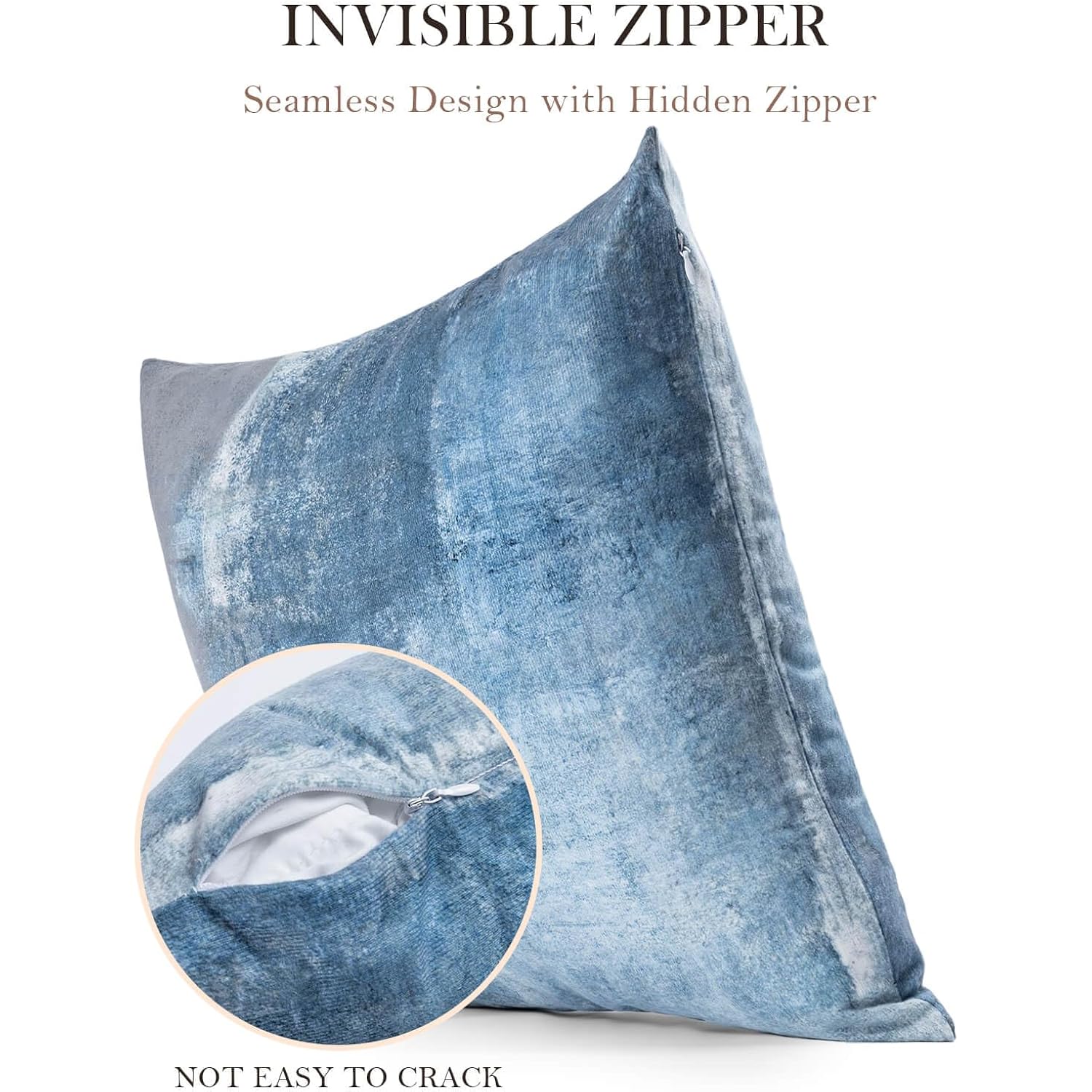 Set Of 4 Blue And Grey Abstract Art Artwork Pillow Cover 18 X 18 Inch, Gallery Modern Decorative Throw Pillows Cushion Cover For Bedroom Sofa Living Room