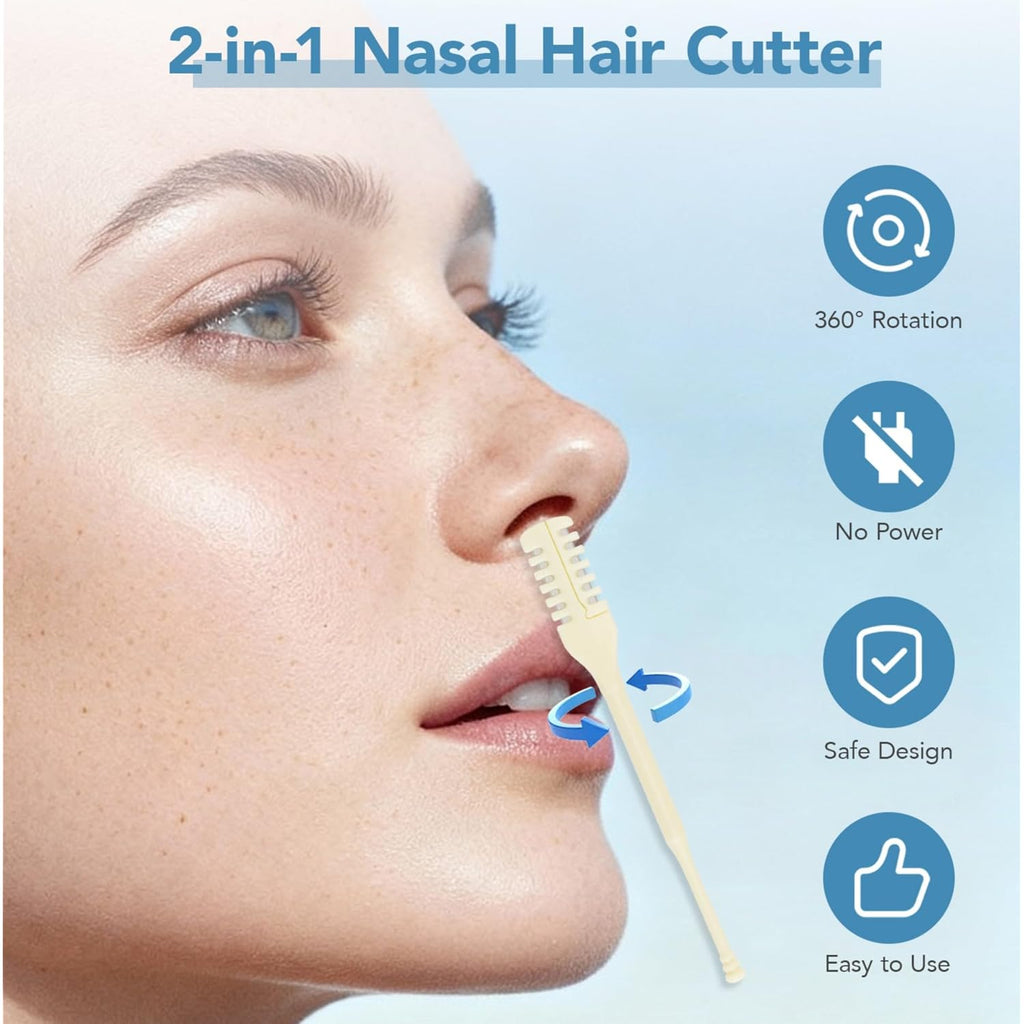 Manual Nose Hair Trimmer, Nostril Hair Remover, Portable Travel Home Daily Use Essentials with Ear Pick for Men & Women (6pcs)