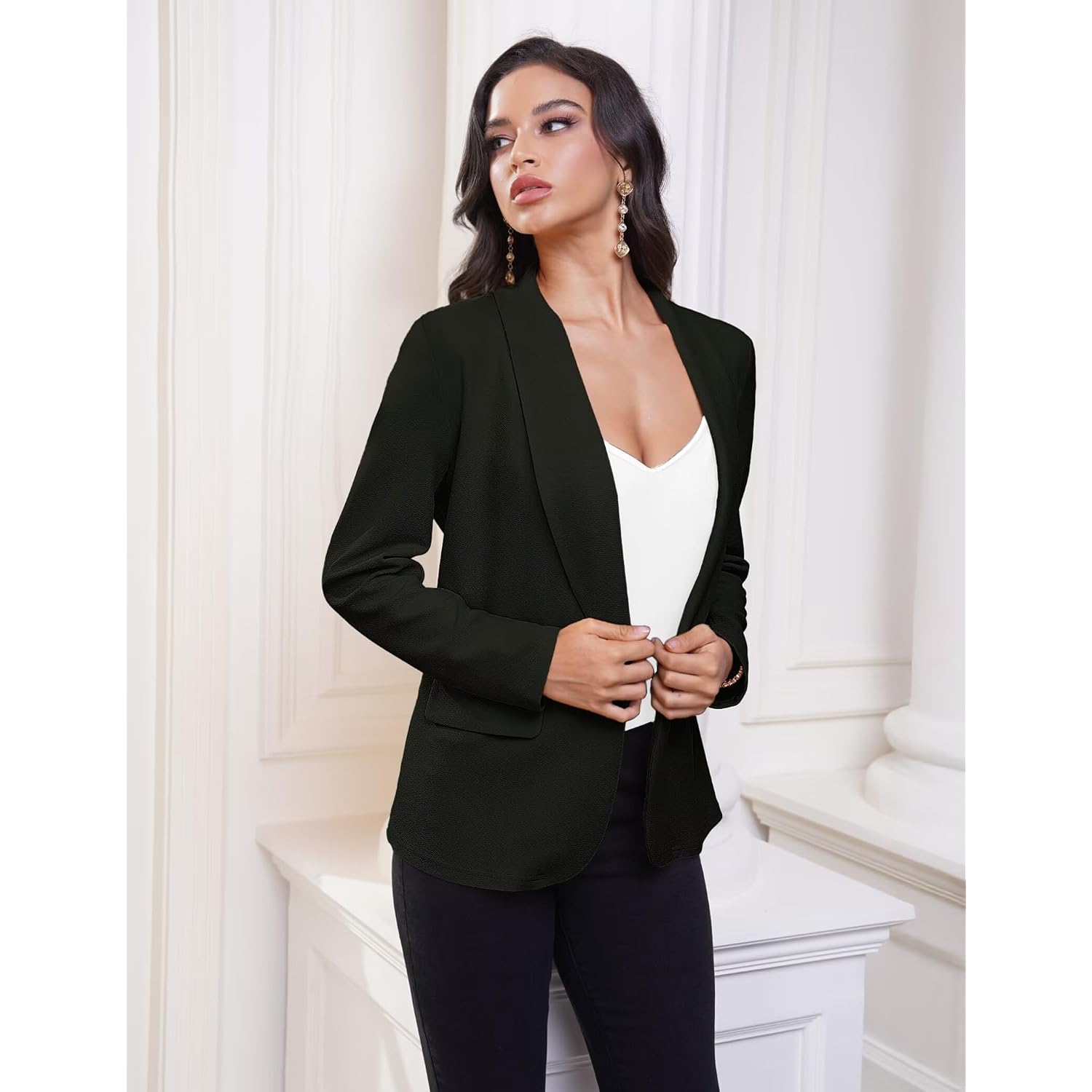 Women'S Blazer Business Casual Lapel Collar Long Sleeve Open Front Work Office Suit Jackets Blazer, S-Xl