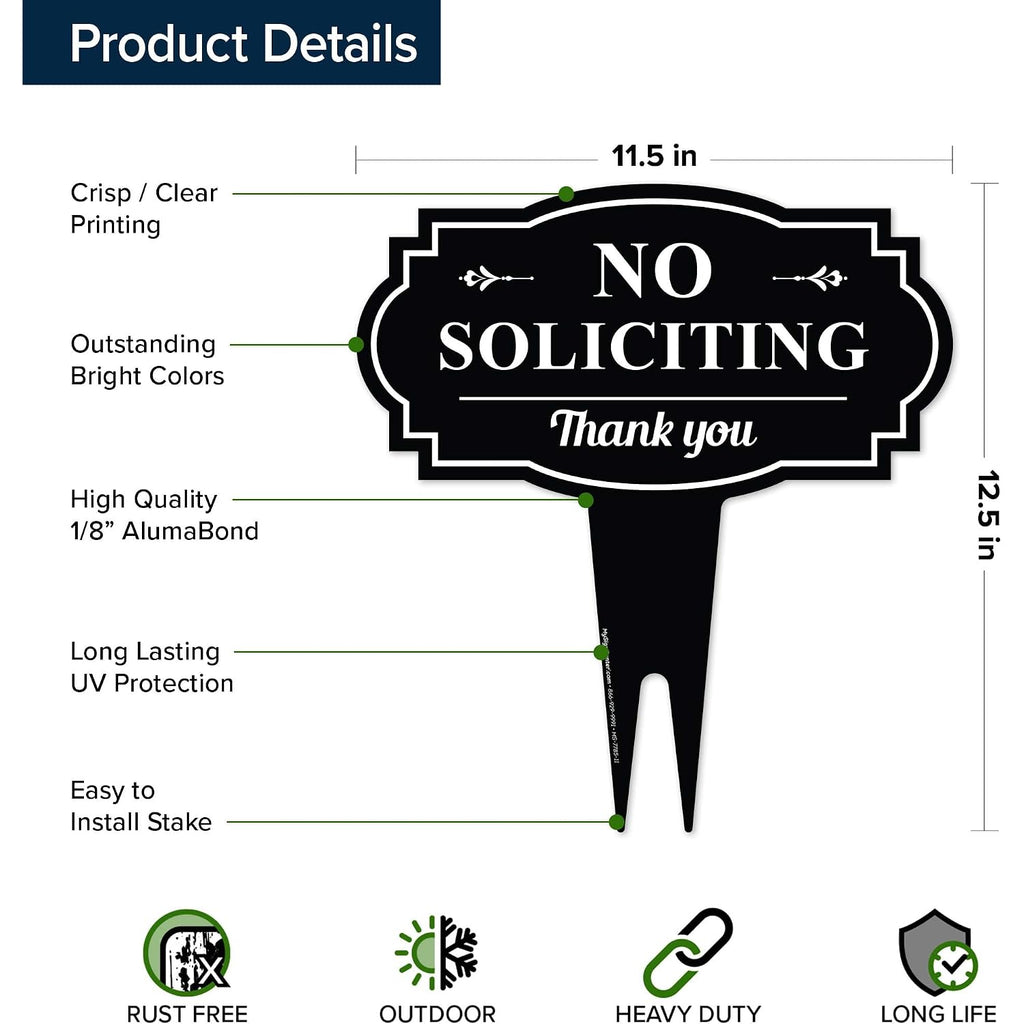 No Soliciting Sign For House, No Soliciting Yard Sign, 11X11 Inches, Rust Free Acm, Fade Resistant, Made In Usa By My Sign Center