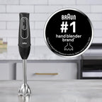 Braun Multiquick 5 Immersion Hand Blender With Dual Speed + Turbo And Patented Technology, 350W - Includes Beaker And Whisk, Black, Mq505