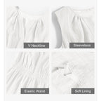 Merokeety Women'S 2026 Summer Casual Mini Sundress Beach Vacation Sleeveless V Neck Flowy A Line Dress With Pockets