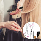 Professional Hair Cutting Scissors Shears Barber Thinning Set Kit- Family Hair Cutting,Barber Hair Cutting Tool Thinning Texturizing/Pink 6"
