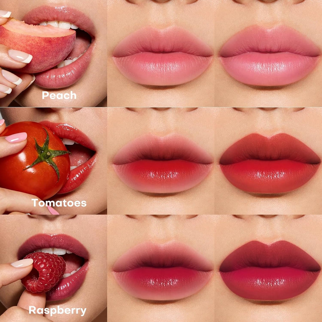 bayfree Lip Tint Stain Set, 7 PCS Lip Stain Long Lasting Waterproof, Hydrating Non-Sticky Liquid Blush & Water Tint, Transfer-Proof, High Pigment Matte Finish,Vegan Korean Makeup Set (fruit land)