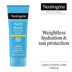 Neutrogena Hydro Boost Water Gel Sunscreen Spf 50, Oil‑Free Hydrating & Water‑Resistant Face & Body Sunscreen Lotion, Non‑Greasy, Broad Spectrum, Lightweight Moisturizer, 3 Fl Oz