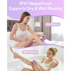 5-in-1 Electric Razors for Women, 7D Magnetic Heads Full Body Shaver, Waterproof Wet Dry Hair Remover with LED Display, Rechargeable Bikini Trimmer for Underarms, Face, Legs, Lips, Arms (Purple)