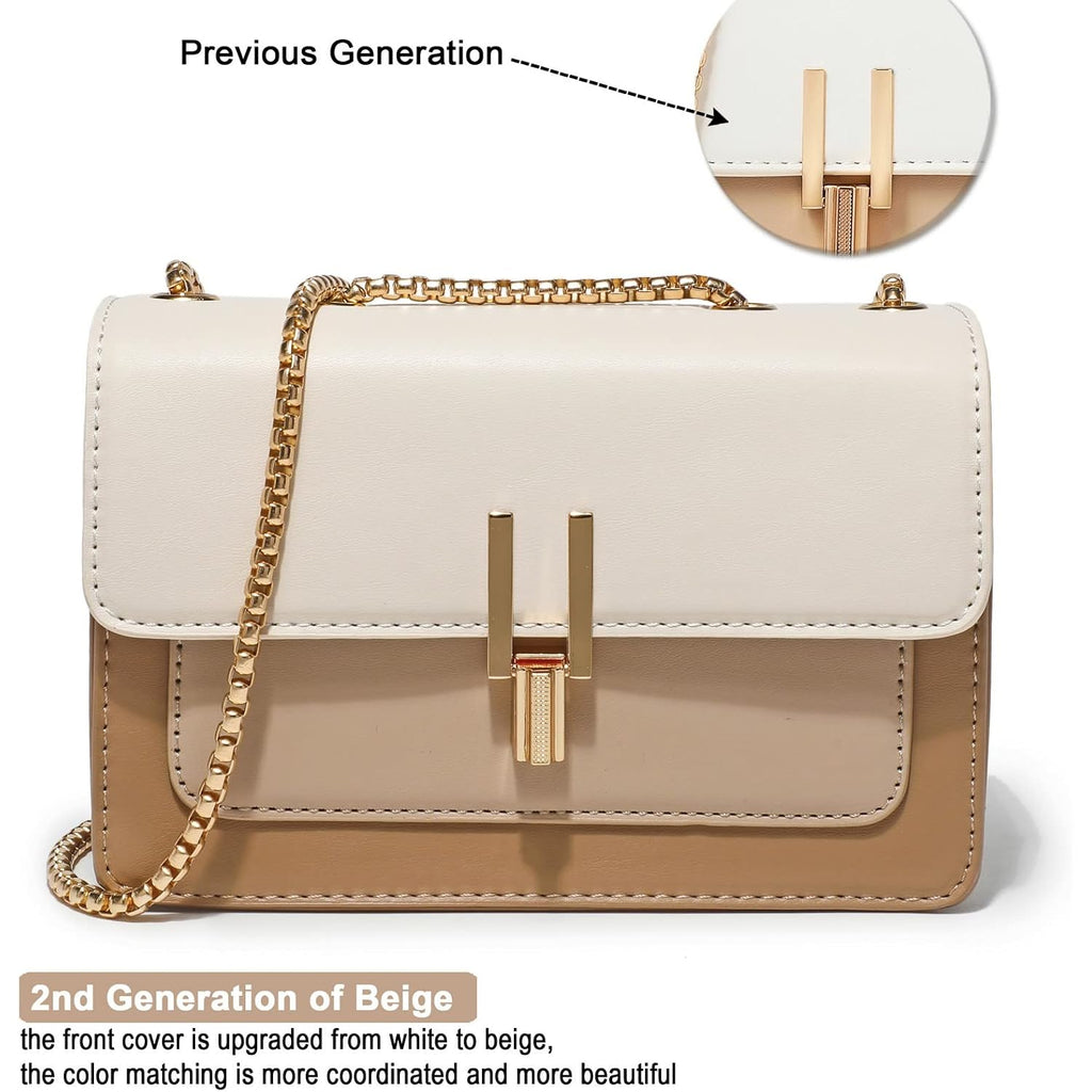 Color-Block Crossbody Bags For Women Leather Cross Body Purses Cute Designer Handbags Shoulder Bag Medium Size