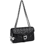 Quilted Crossbody Bags For Women - Small Leather Cross Body Shoulder Handbags Satchel Designer Evening Chain Purses | Cute Pendant Charm