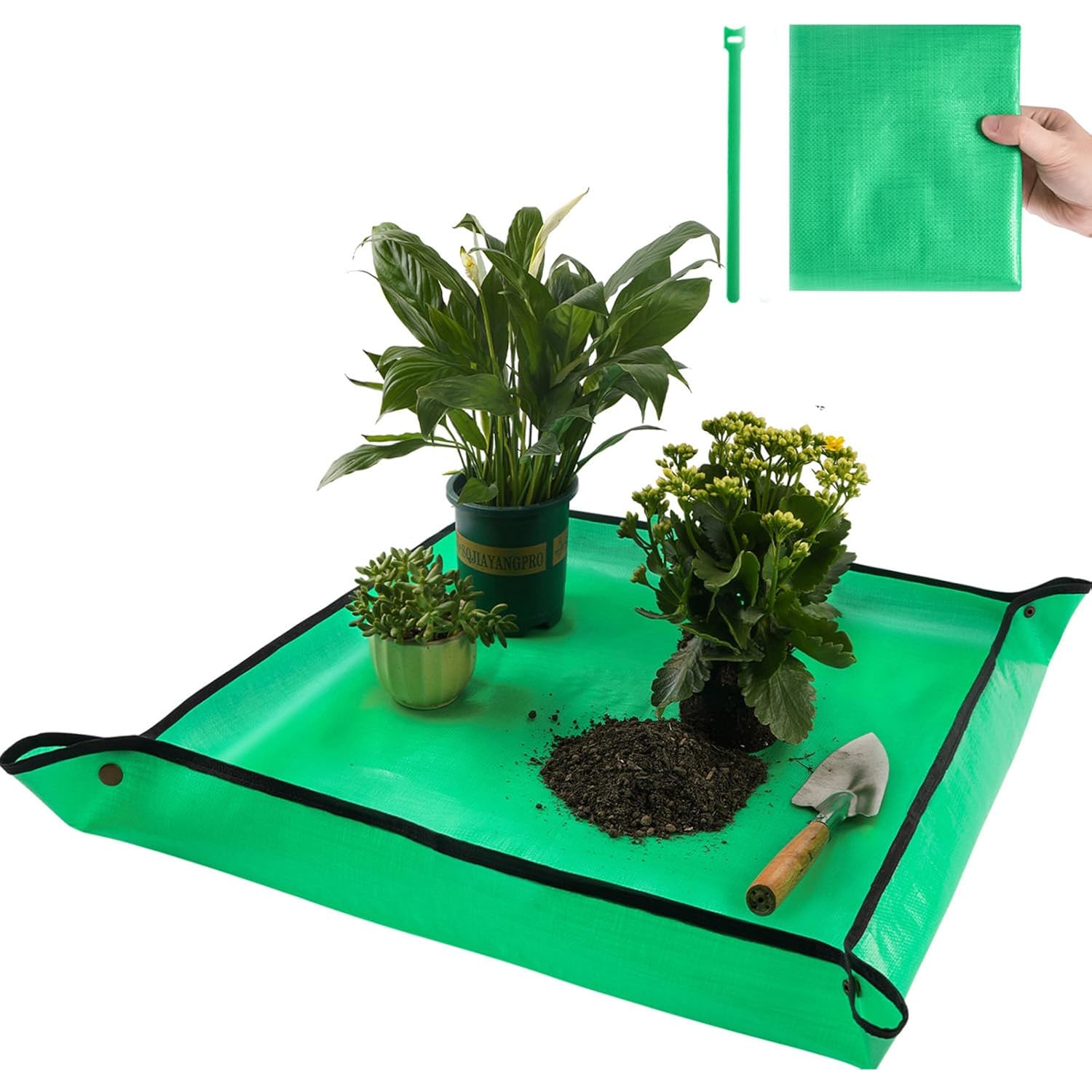 Repotting Mat For Indoor Plant Transplanting Control Mess, 26.8"X26.8" Waterproof Succulent Potting Mat Square Planting Tray Soil Change Mat Gardening Gifts For Plant Lovers