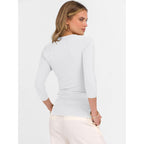 ANRABESS Womens 3/4 Length Sleeve Ribbed Knit Tops&Shirts, V Neck Slim Fit Soft Medium Stretch, Summer Casual Basic Outfits