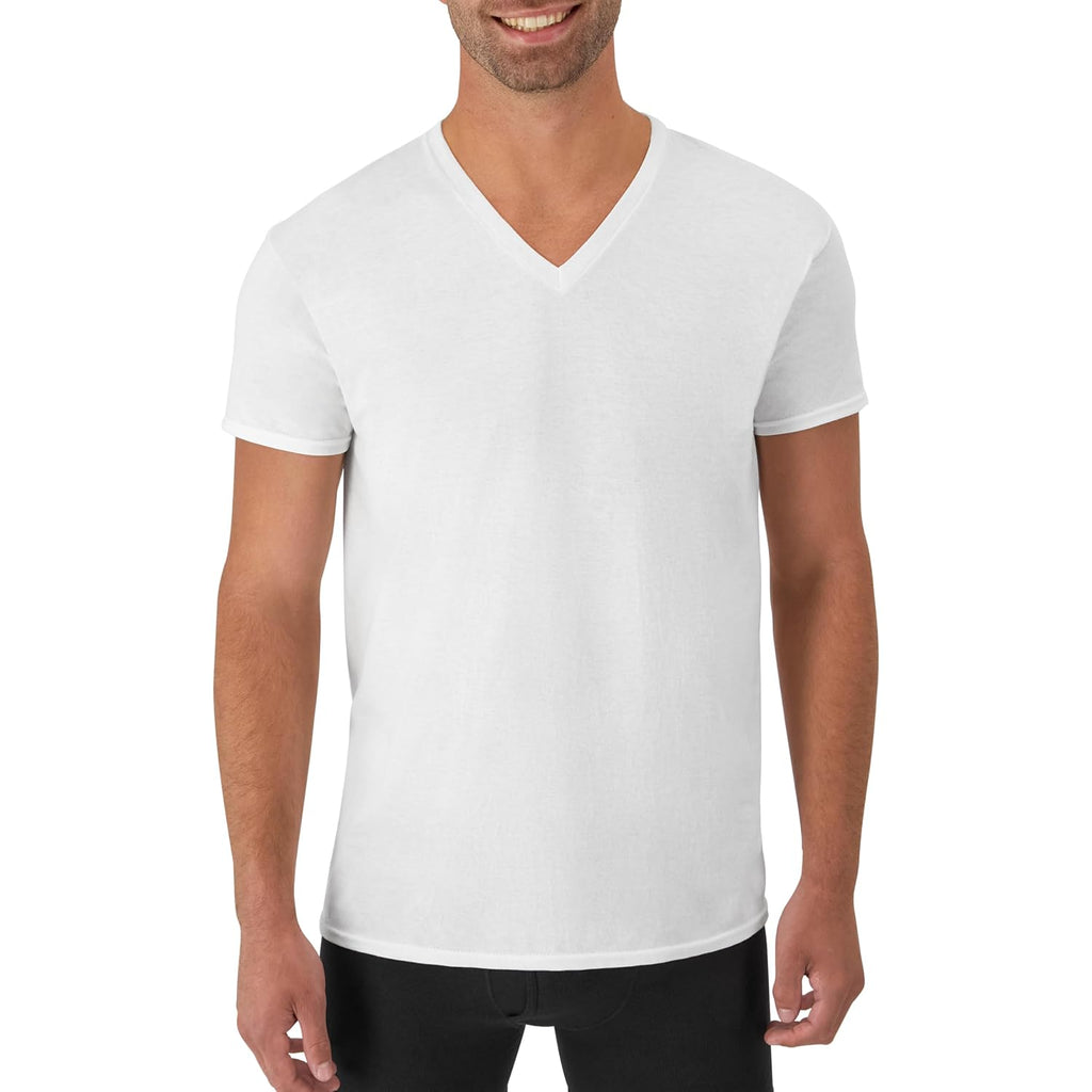 Hanes Men'S Undershirts T-Shirt Pack, V-Neck Cotton Tees For Men, Moisture-Wicking, Odor Control, White Multi-Pack