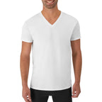 Hanes Men'S Undershirts T-Shirt Pack, V-Neck Cotton Tees For Men, Moisture-Wicking, Odor Control, White Multi-Pack