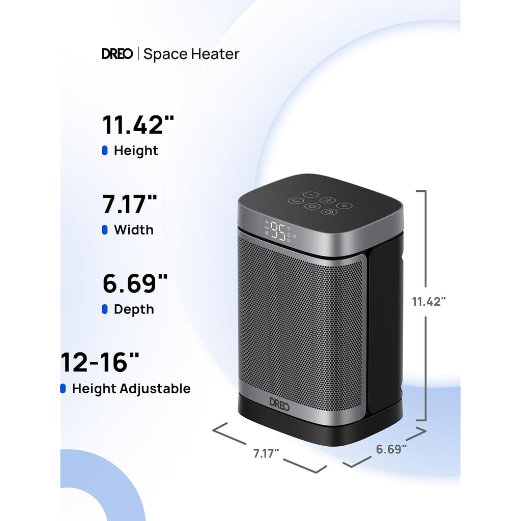 Dreo Space Heater, 1500W Portable Electric Heaters For Indoor Use, Ptc Ceramic Heater For Office With Remote, Thermostat, 70°Oscillation, 12H Timer, 5 Modes, Safe Quiet Room Heater For Bedroom
