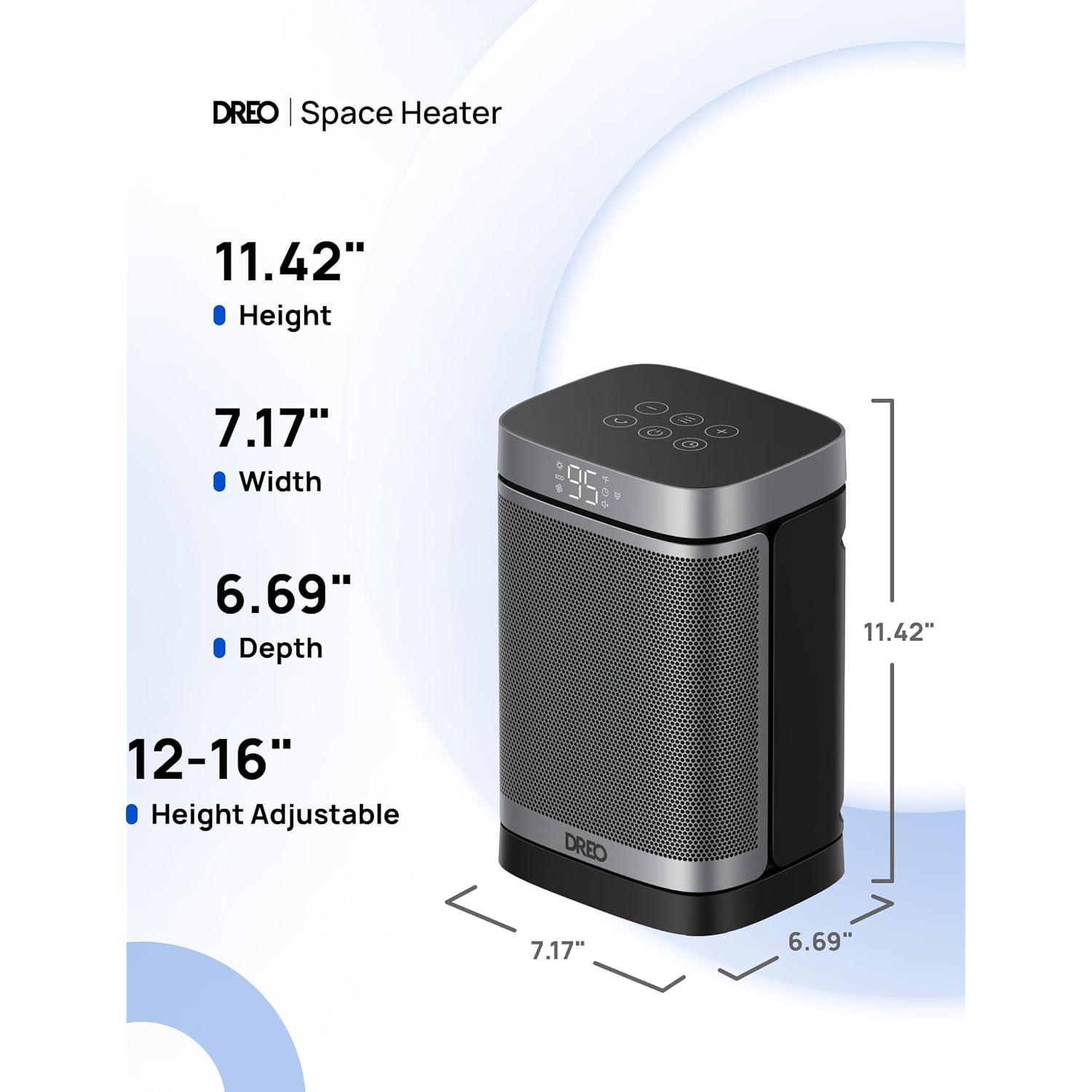 Dreo Space Heater, 1500W Portable Electric Heaters For Indoor Use, Ptc Ceramic Heater For Office With Remote, Thermostat, 70°Oscillation, 12H Timer, 5 Modes, Safe Quiet Room Heater For Bedroom