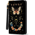 Butterfly Flowers Womens Wallet, RFID Blocking Wallets for Women, ButterflyFloral Ladies Purse with Zip Around Credit Card Holder and 10 Card Slots & ID Window, Large Capacity Clutch Christmas Gift