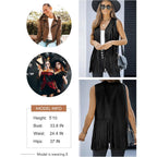 Dokotoo Womens Fringe Vest 70S Hippie Costume Sleeveless Cowgirl Western Outfits Faux Suede Tassel Leather Outerwear