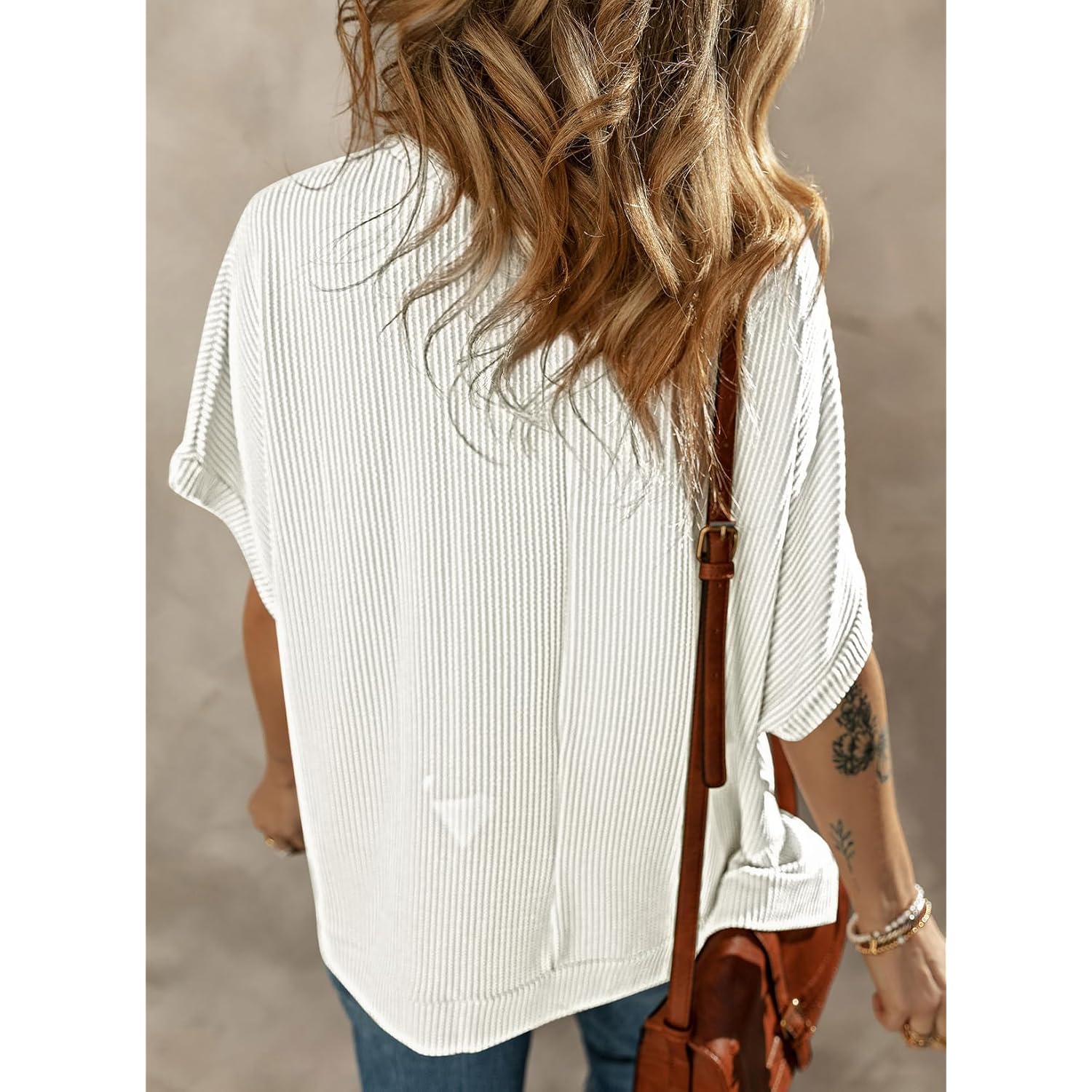 Dokotoo Women'S Casual Oversized Short Sleeve Solid Color Loose Texture Knit Tunic Tops Blouses