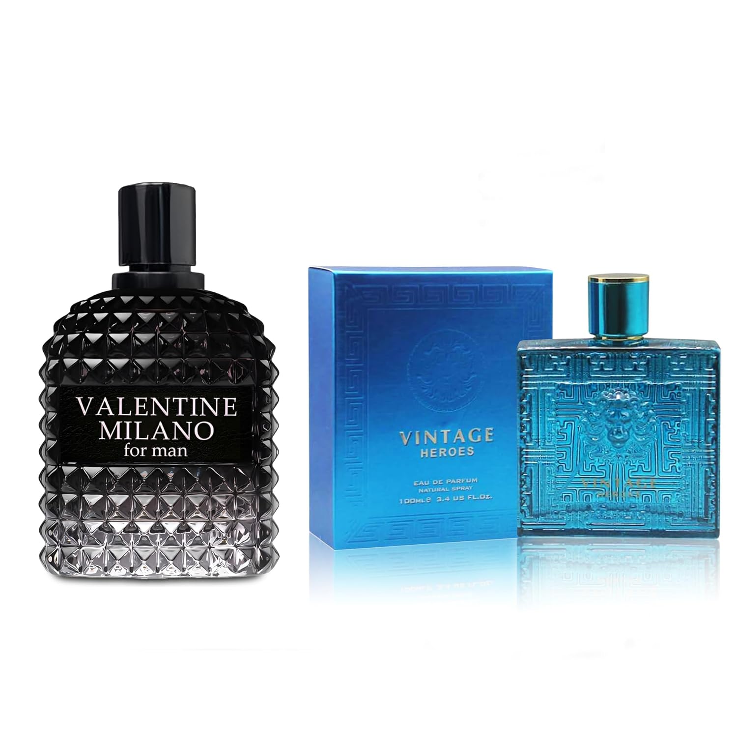 AFLUXE 2PCS Valentine Milano/Vintage Hero Eau De Toilette for Men-Fresh,Romantic Scent Perfume for Men 3.4 Fl Oz Each Mens Cologne For All Skin Daily Used