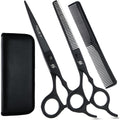 Hair Cutting Scissors Set – 7 Inch Razor-Sharp Barber Shears & Thinning Scissors, Comb & Case Ergonomic, Adjustable Tension (Matte Black Finish)