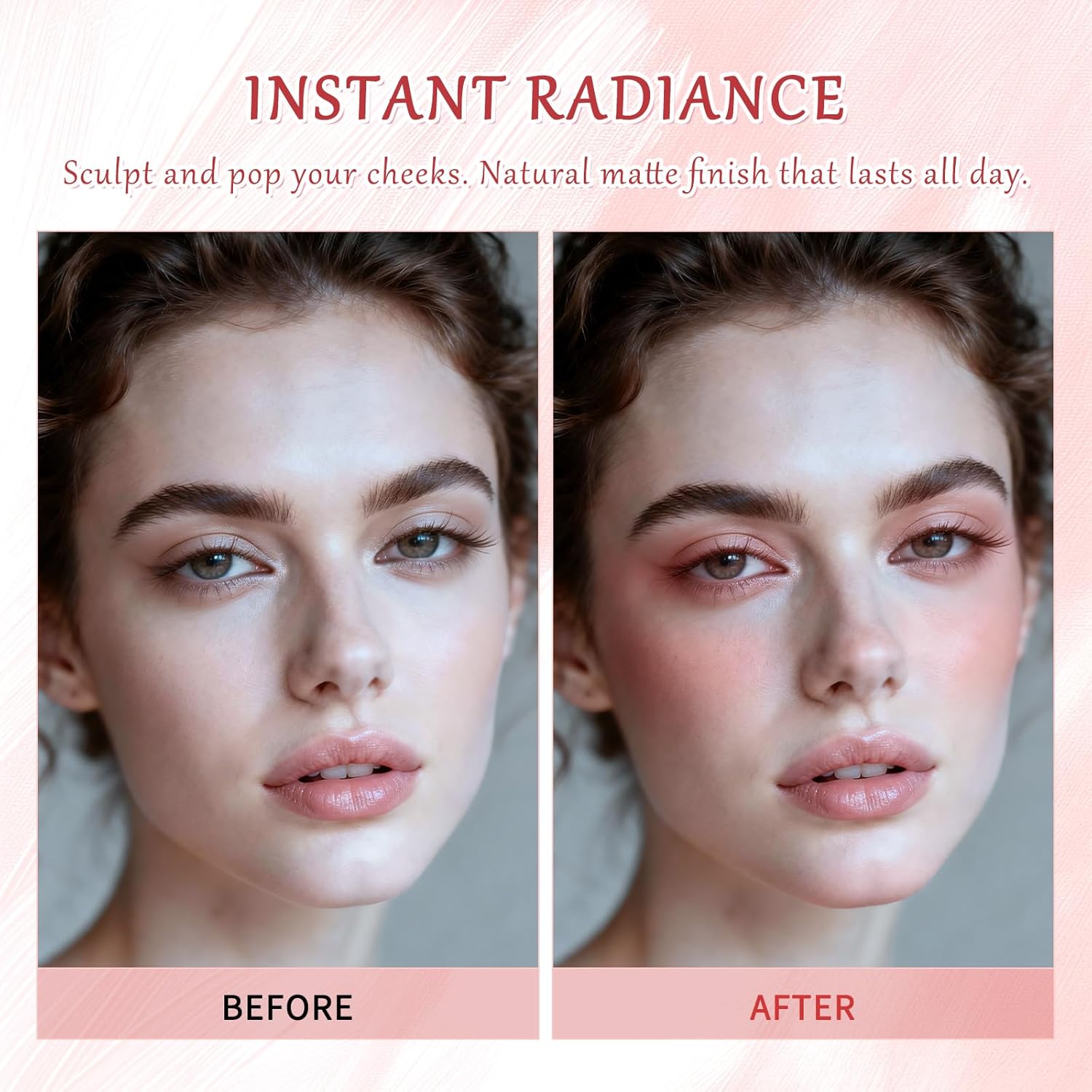 4 Color Matte Blush Palette for Cheeks - Highly Pigmented Pressed Powder for Face Blush Makeup, Long Lasting & Waterproof, Natural Nude, Pink & Red Shades for All Skin Tones (03 Dusty Rose)