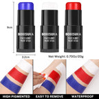Bobisuka Red White Blue Face Paint Stick Kit, Eye Black Sticks For Football Baseball Softball Lacrosse American-Flag, Body Paints Makeup Kit For Halloween Cosplay Special Effects Costume Sfx
