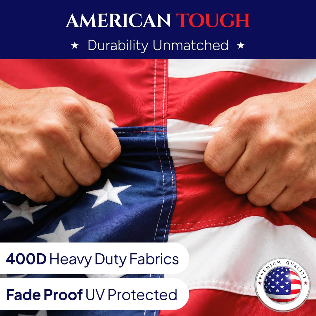 Premium 3X5 American Flags For Outside – Heavy Duty Nylon, Embroidered Stars & Sewn Stripes