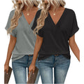 2PCS T Shirts Short Sleeve V Neck Tees Womens Tops Fashion Beach Vacation Clothes 2026 Casual Summer Spring Outfits