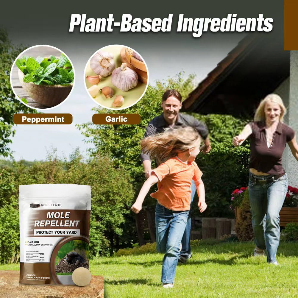 Mole Repellent For Lawns, Mole And Vole Repellent Outdoor, Gopher Repellent, Groundhog Repellent Outdoor, Armadillo Repellent, Mole Deterrent For Yard, Lasts Up To 3 Months, 8 Balls