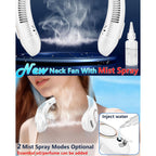 Portable Neck Fans With Mist, Rechargeable 4-9H Lasting Neck Cooling That Blow Cold Air, 5 Speeds & Led Display, Usb-C Bladeless Folding Personal Mister For Kid Adult Indoor Outdoors Sports, White