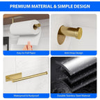 Paper Towel Holder Under Cabinet, Self-Adhesive,No Drilling, Stainless Steel, Wall-Mounted For Kitchen And Bathroom, Easy Install, Durable, Space-Saving, Ideal For Home, Rv (Gold, 1 Pack)