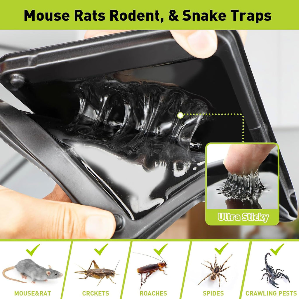 Pelrayt Glue Mouse Traps Indoor For Home, Rat Trap-12 Pack, Large Heavy Duty Glue Traps For Safe Home Pest Control. Pre-Scented, Non-Toxic Sticky Boards For Mice, Rats & More. Easy To Use