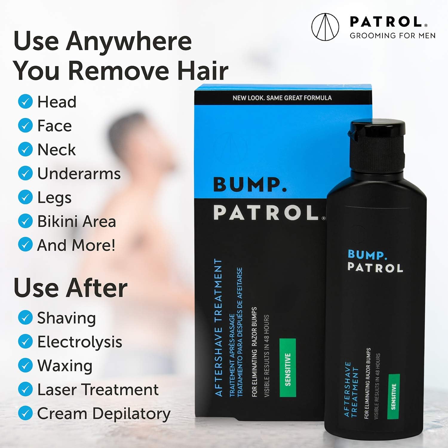 Bump Patrol Sensitive Strength Aftershave Treatment Serum – Razor Bump Stopper and Ingrown Hair Treatment for Men and Women, Alcohol Free Ingrown Hair Serum for Sensitive Skin 2 oz (Pack of 1)