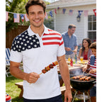 Men'S American Flag Polo Shirt Patriotic Performance Golf Short Sleeve Polo T-Shirts M-Xxl