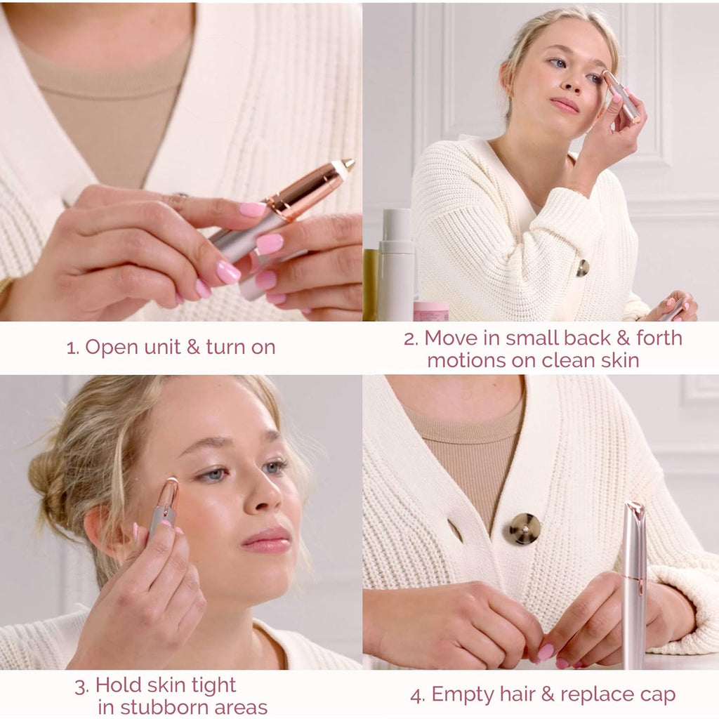 Finishing Touch Flawless Brows Eyebrow Hair Remover Electric Razor for Women with LED Light for Instant and Painless Hair Removal (White)