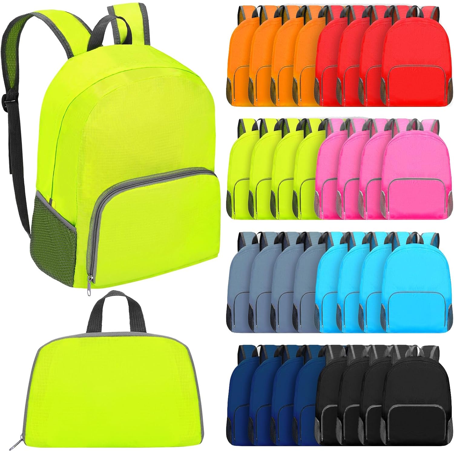 48 Pcs 17 Inch Foldable Backpacks In Bulk Classic Back Packs Colorful Book Bags Lightweight Basic Bookbags Wholesale For Homeless Student School Supply Outdoor Travel