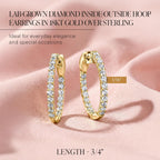 Ross-Simons Lab-Grown Diamond Inside-Outside Hoop Earrings in 18kt Gold Over Sterling, Earrings for Women, Silver Jewelry, Christmas, Birthday Gift, 3/4"