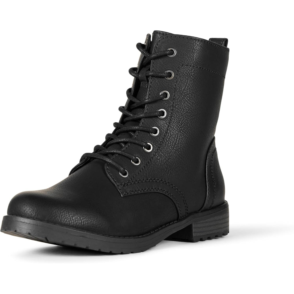Amazon Essentials Women'S Lace-Up Combat Boots With Lug Sole And Side Zipper