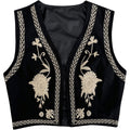Verdusa Women'S Cowgirl Vest Western Outfit Linen Vest Embroidered Boho Tops