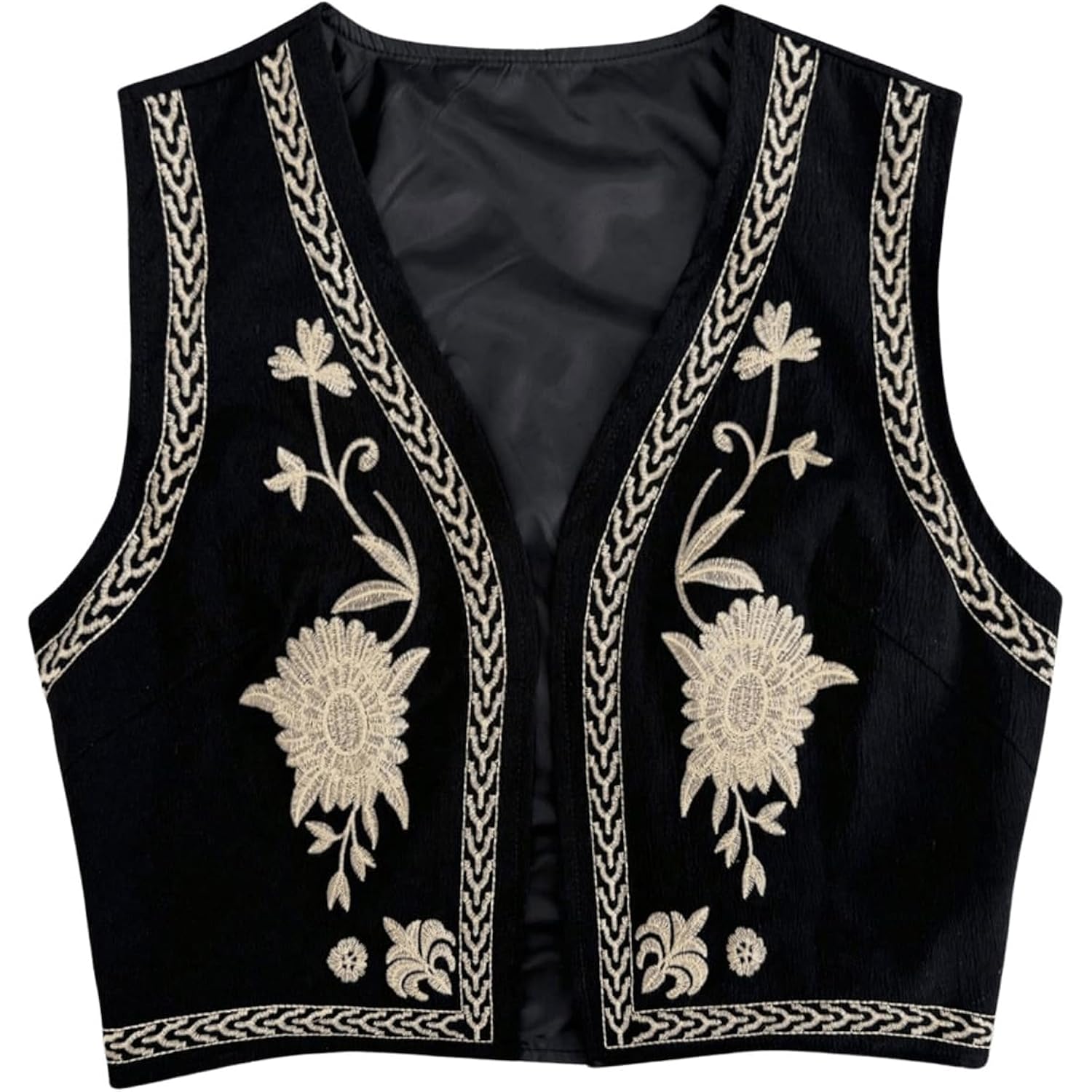 Verdusa Women'S Cowgirl Vest Western Outfit Linen Vest Embroidered Boho Tops