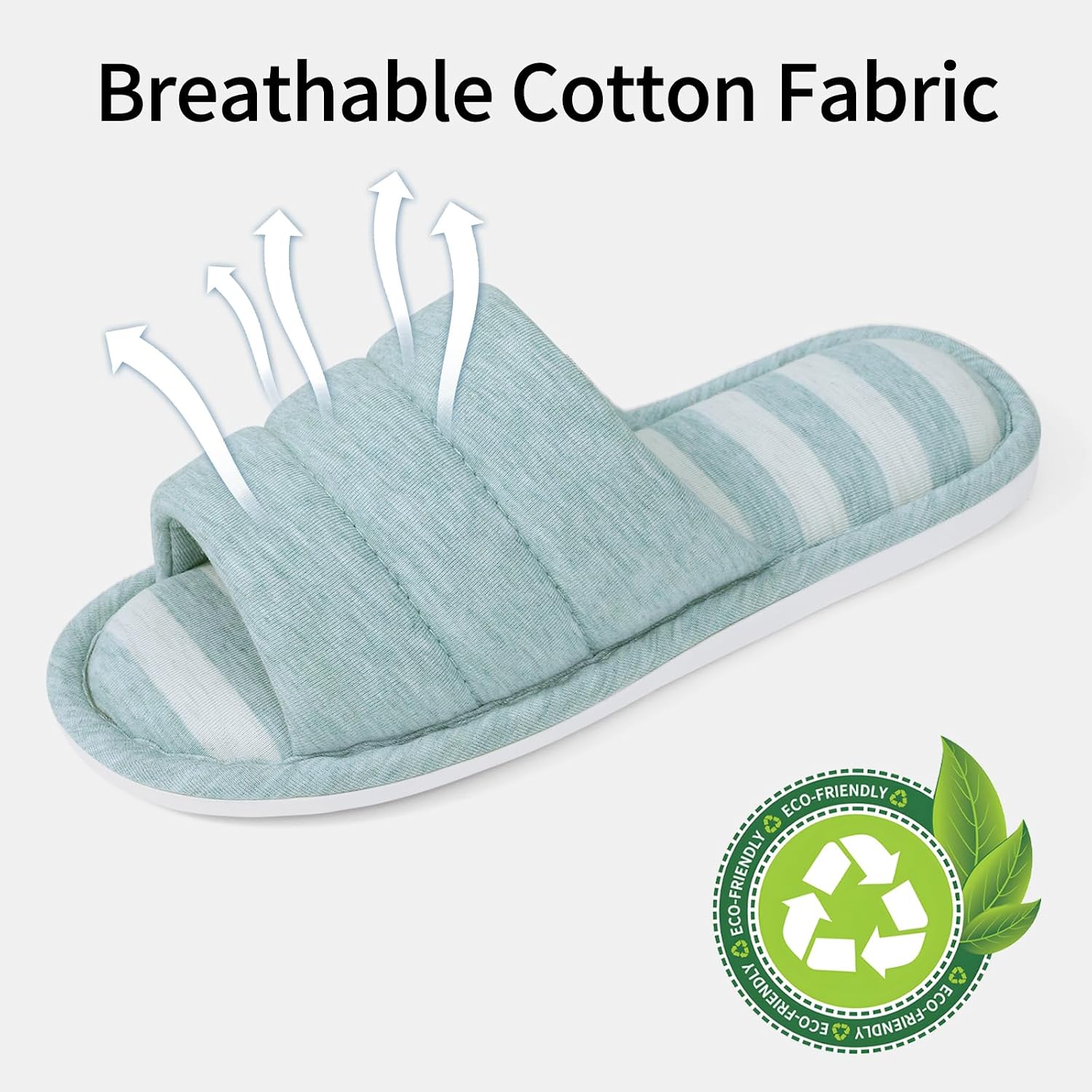 Open Toe House Slippers For Women Men Soft Cotton Indoor Shoes Memory Foam Slip On Bedroom Slippers