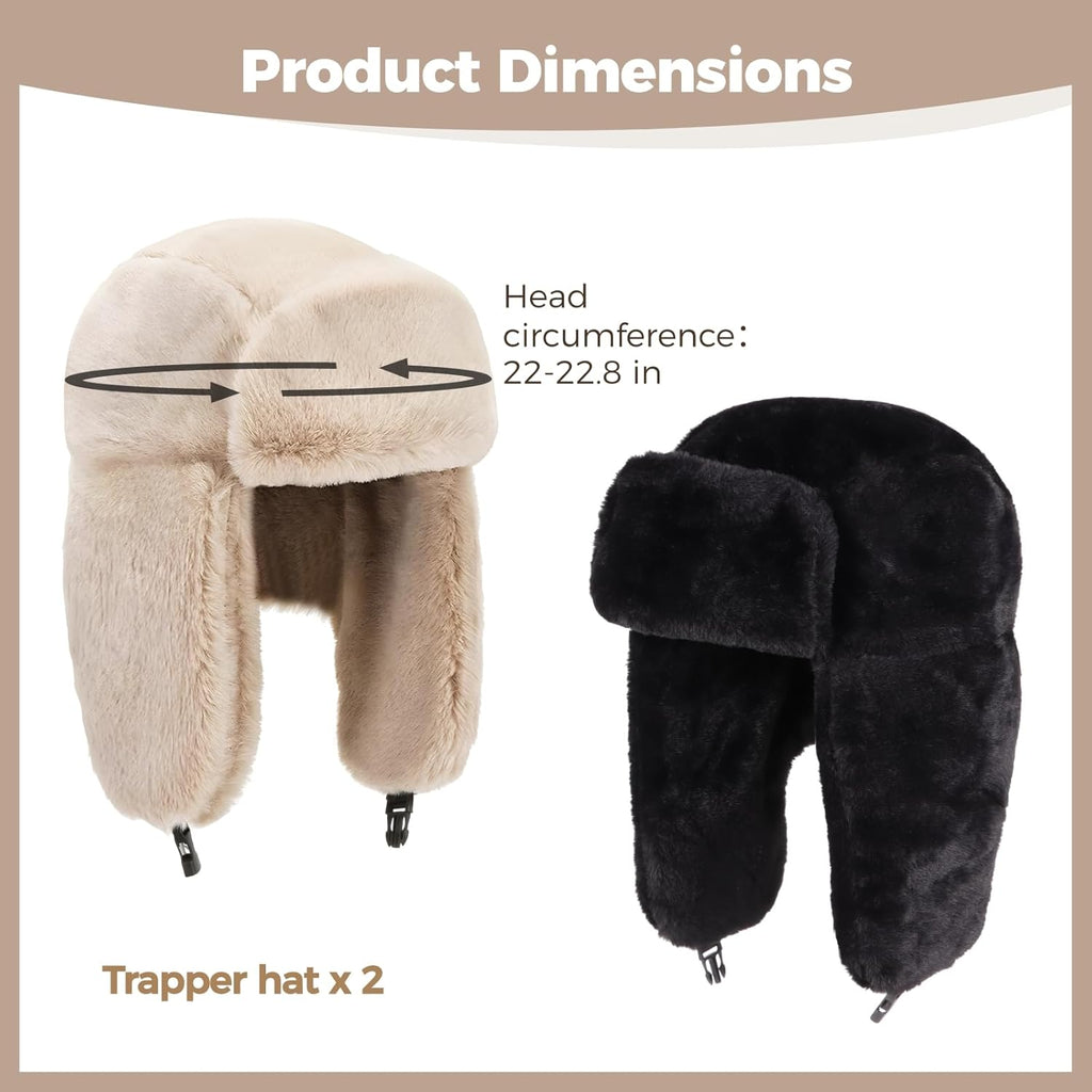 Cozy Plush Winter Hats Men Women Trapper Trooper Hat with Earflaps Windproof Russian Ushanka Hats Outdoor Skiing Cap