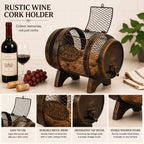 Rustic Metal Large Barrel Wine Cork Holder Display On Wooden Stand, Container For Display, Home Decor, Housewarming Gifts, Home Bar Decor, Wine Gifts, Engagement Gifts, Kitchen Decor