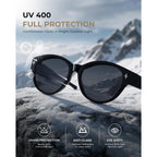 LOHO Sunglasses That Fit Over Glasses, Over Glasses Sunglasses for Women Men, Polarized UV400 Driving Shades Cat Eye Black