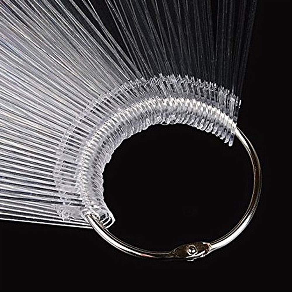 80 Pieces Nail Swatch Sticks Clear Display Sticks Stiletto Practice Tips Nail Color Swatches with Metal Ring