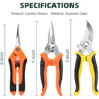 3 Pack Garden Pruning Shears, Stainless Steel Shears, Gardening Shears, Scissors, Garden Clippers, Pruning Snips, Pruning Shears For Gardening Tools